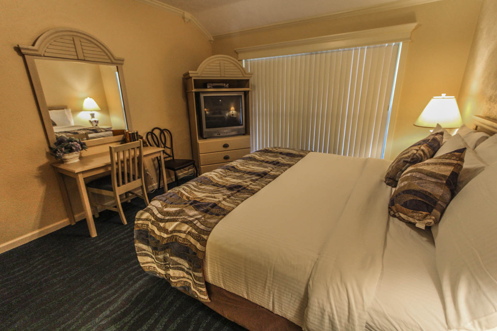 A spacious bedroom at VRI's The Landing at Seven Coves in Willis, Texas.